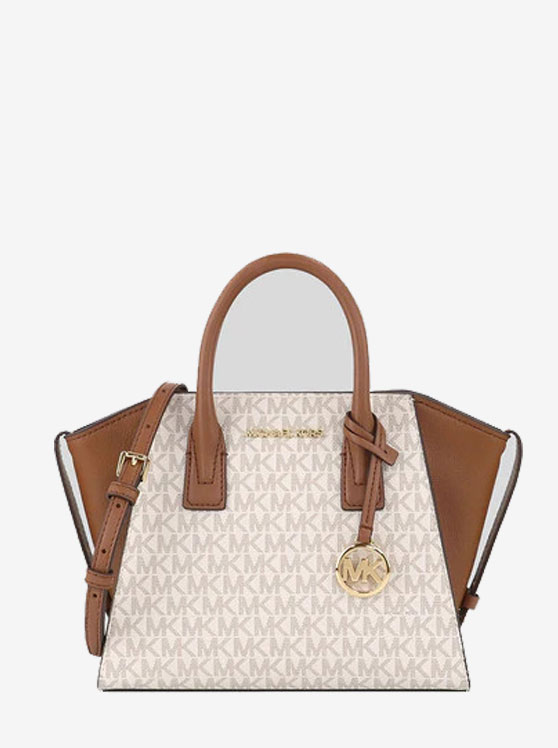 Túi Michael Kors đeo chéo màu trắng logo size trung 35F1G4VM2B Avril  Satchel Leather Vanilla