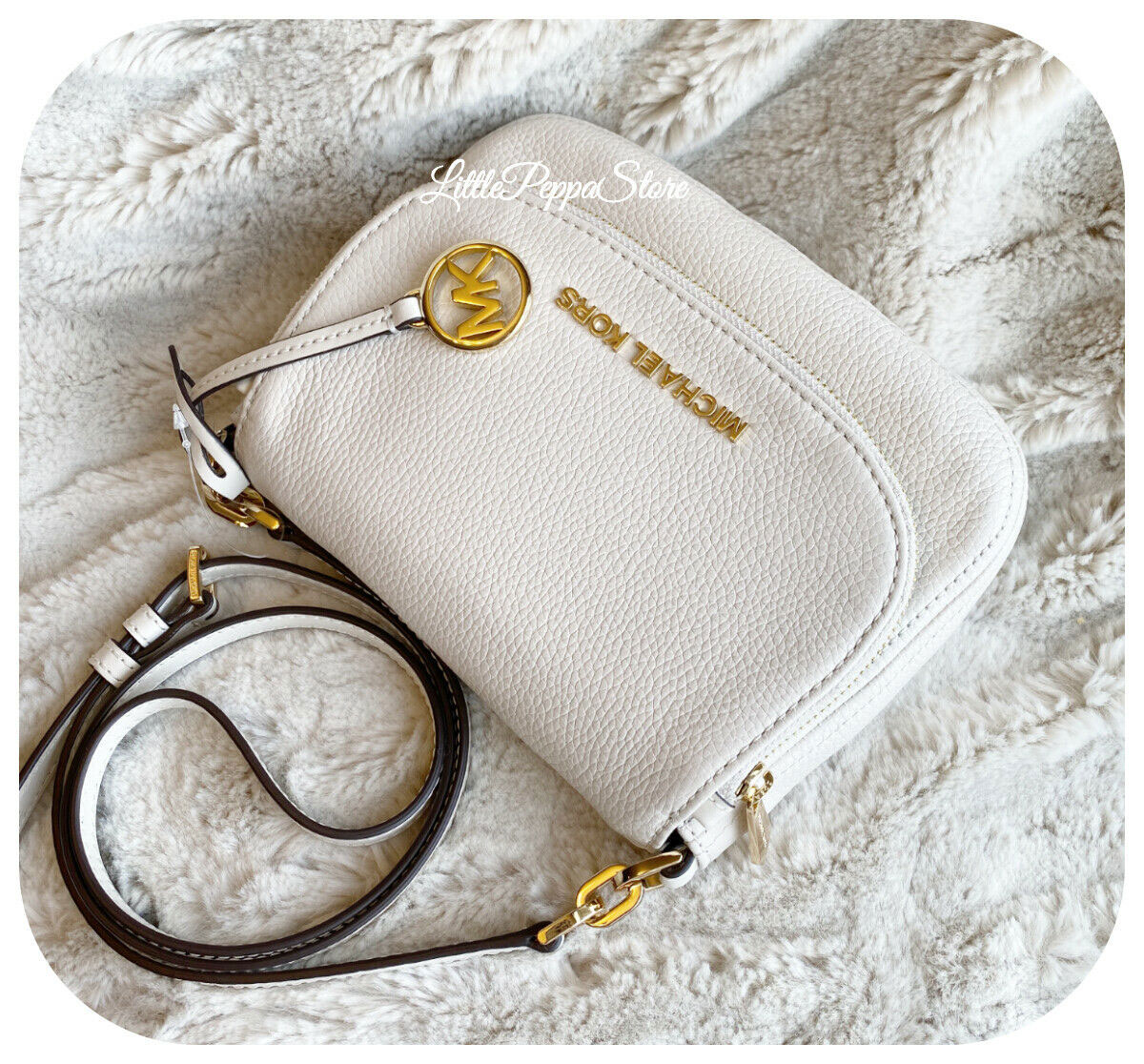 Túi xách Michael Kors mini đeo chéo màu trắng Bedford Mini Vanilla Crossbody  Bag