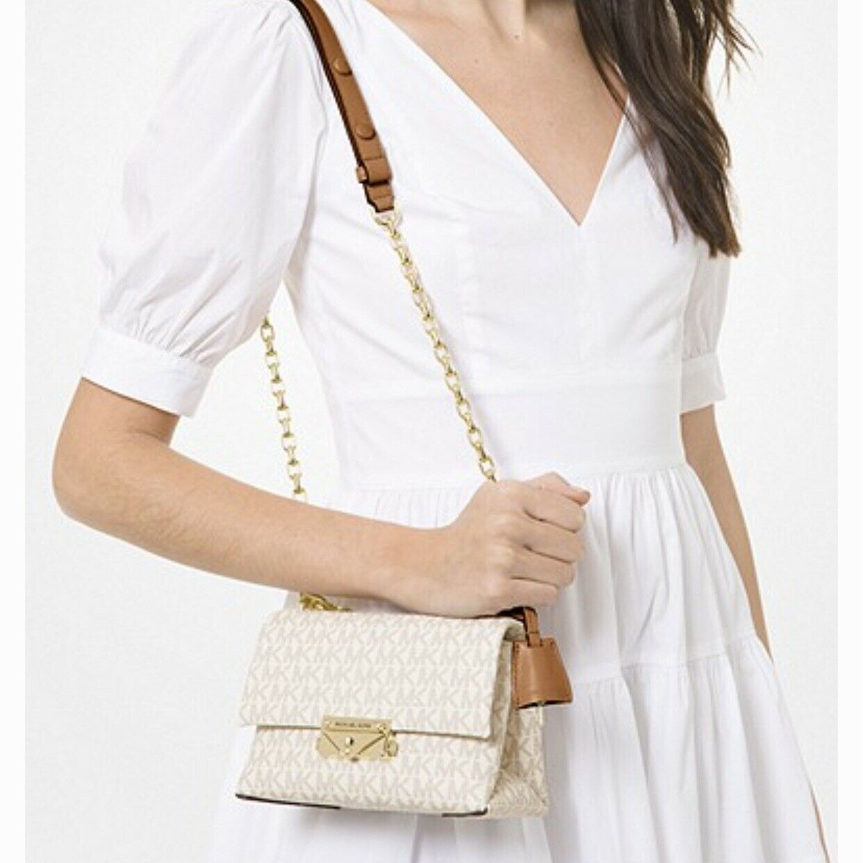Túi xách Michael Kors hàng hiệu nữ Cece Mini Vanilla Xs Chain Xbody Bag