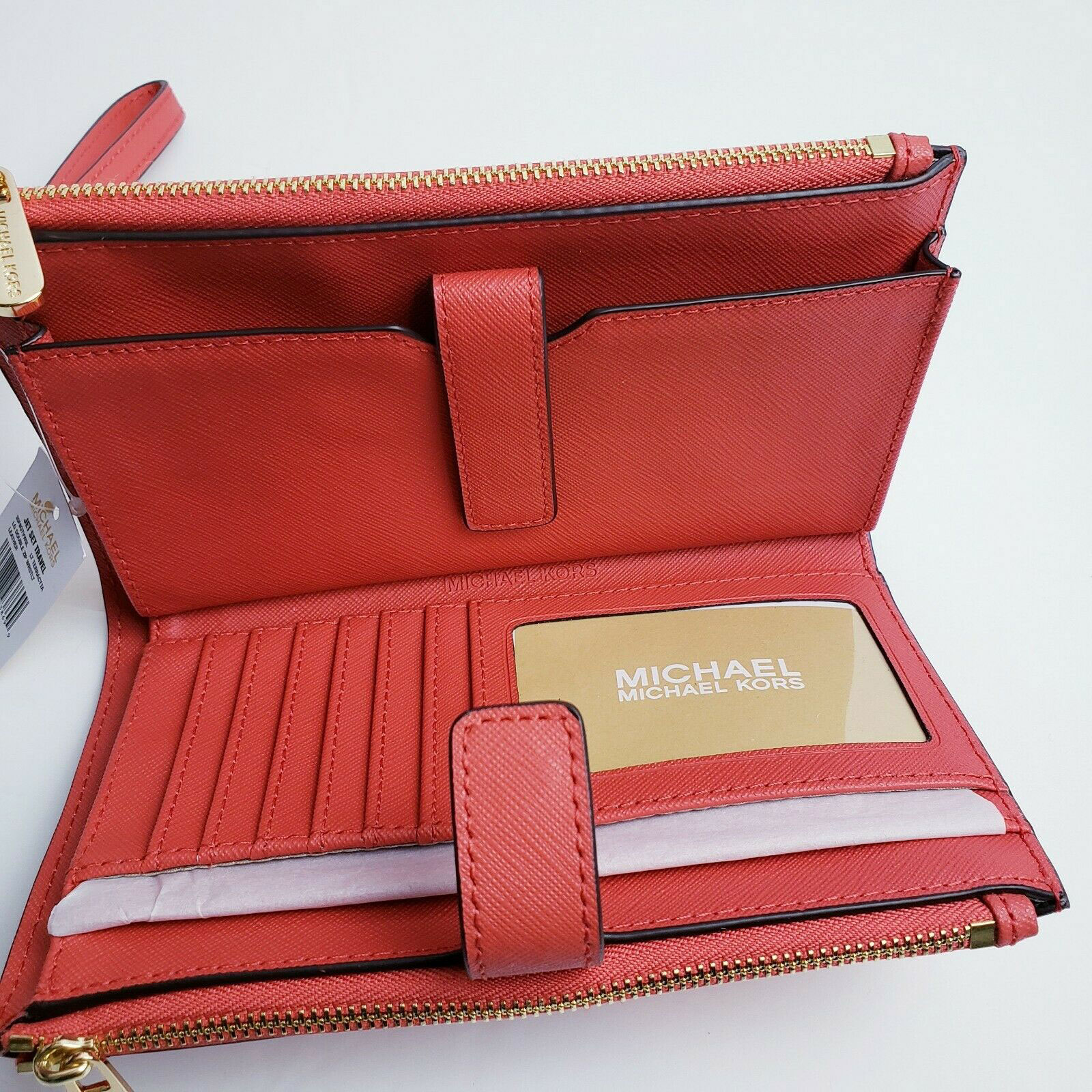 Ví cầm tay nữ Michael Kors màu cam đỏ Jet Set Travel Double Zips Large  Wallet