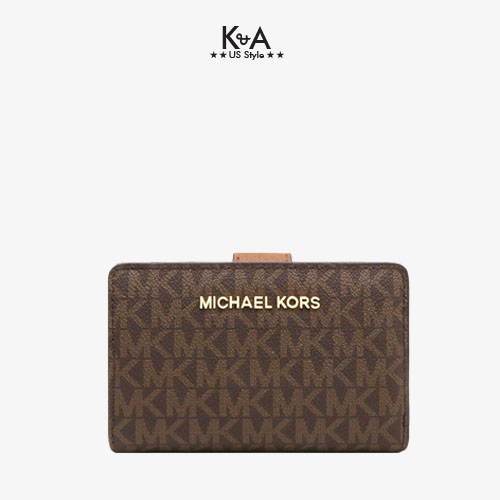 Ví cầm tay Michael Kors mini gấp jet set brown wallet ví Michael Kors hàng  hiệu chính hãng bóp MK cầm tay màu nâu bóp MK authentic chính hãng giành  cho nữ