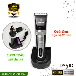 Tông đơ cắt tóc Andy AD-917 pin siêu lâu, turbo có 3 cấp độ