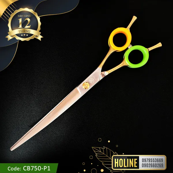 Kéo cắt lông chó mèo Yakasu lưỡi cong 7.5 inch CB750-P1