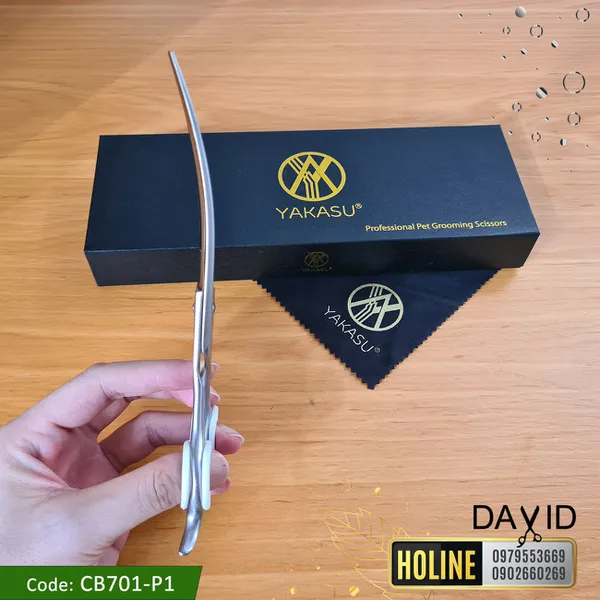 Kéo cắt lông chó mèo Yakasu lưỡi cong 7 inch CB701-P1