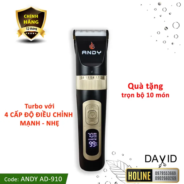 Tông đơ cắt tóc Andy AD-910 turbo với 4 cấp độ điều chỉnh