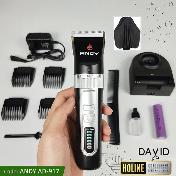 Tông đơ cắt tóc Andy AD-917 pin siêu lâu, turbo có 3 cấp độ