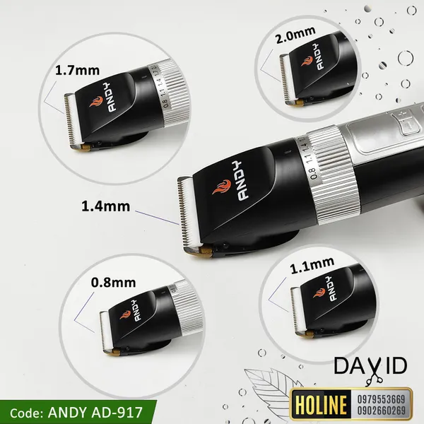 Tông đơ cắt tóc Andy AD-917 pin siêu lâu, turbo có 3 cấp độ