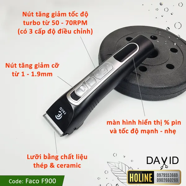 Tông đơ cắt tóc Faco F900 có 3 cấp độ turbo
