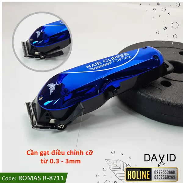 Tông đơ cắt tóc Romas R8711 - Blue