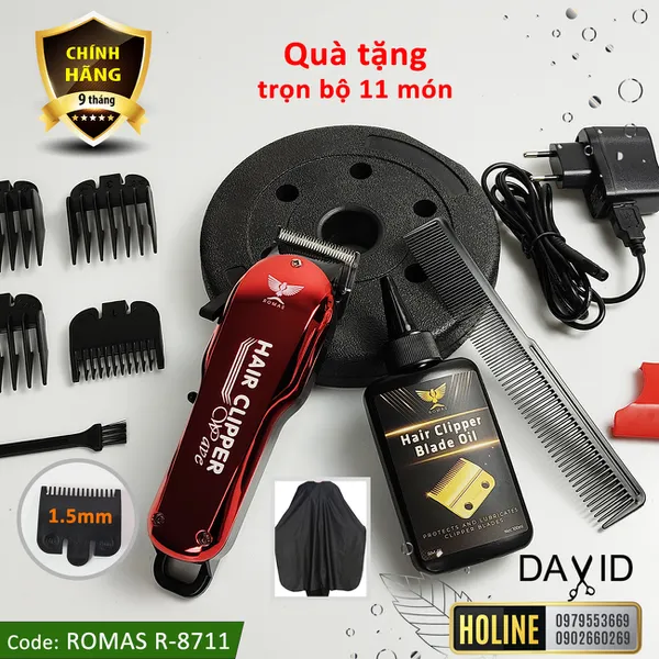 Tông đơ cắt tóc Romas R8711 - Red