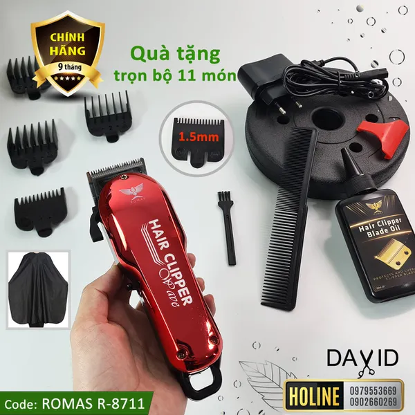 Tông đơ cắt tóc Romas R8711 - Red