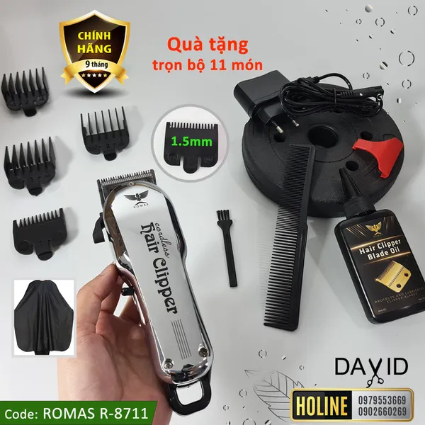 Tông đơ cắt tóc Romas R8711 - Silver