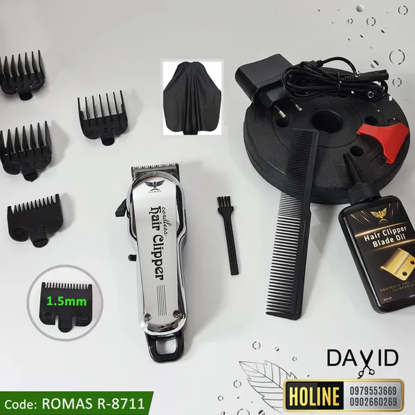 Tông đơ cắt tóc Romas R8711 - Silver
