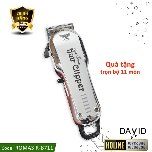 Tông đơ cắt tóc Romas R8711 - Silver