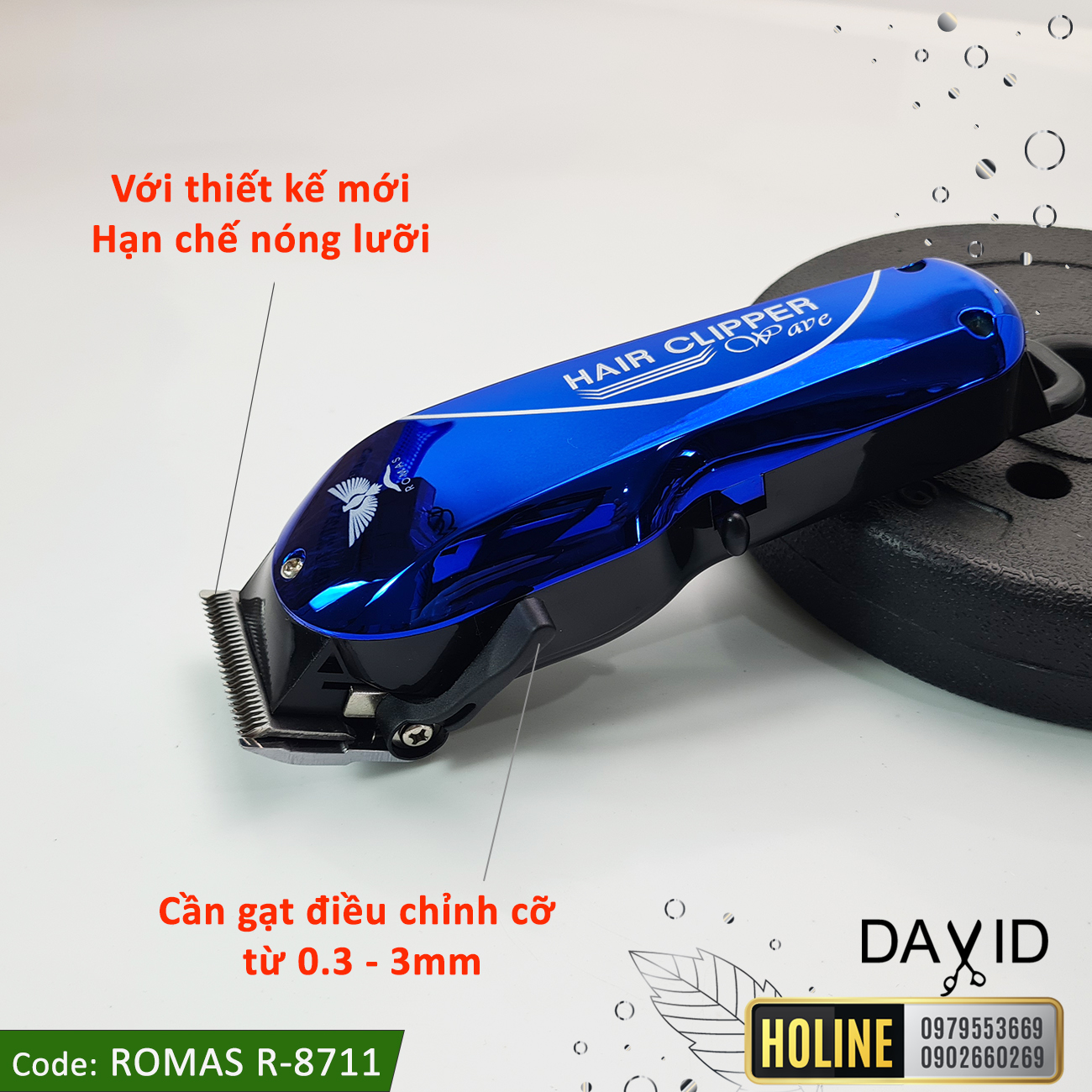 Tông đơ cắt tóc Romas R8711 - Blue Tông đơ cắt tóc Romas R8711 - Blue