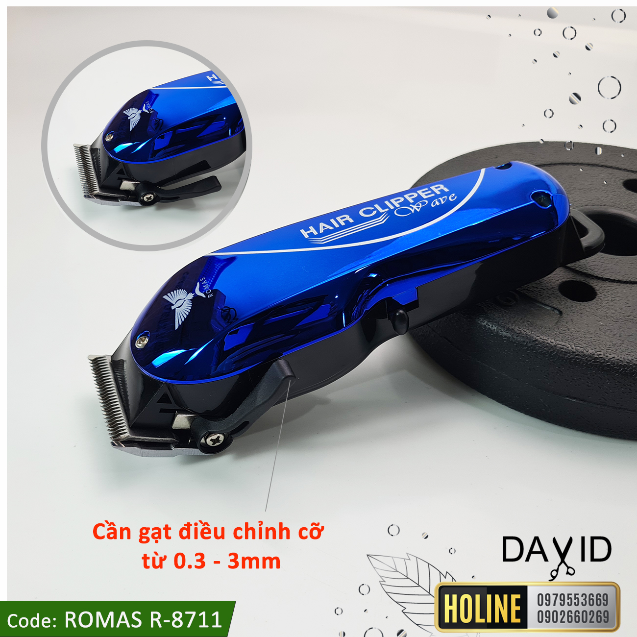 Tông đơ cắt tóc Romas R8711 - Blue Tông đơ cắt tóc Romas R8711 - Blue