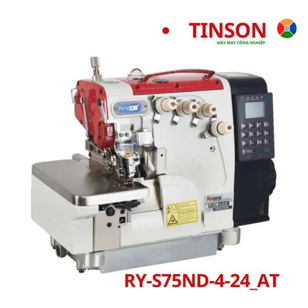 Máy vắt sổ liền trục 4 chỉ, cắt chỉ nâng chân vịt tự động, full tự động, motor bước RY-S75ND-4-24/AT - Hiệu: RUYANG