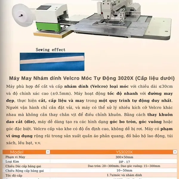 Máy May Băng Gai Tự Động 3020X: Giải Pháp Cắt Cấp May Băng Nhám dính Tốc Độ Cao