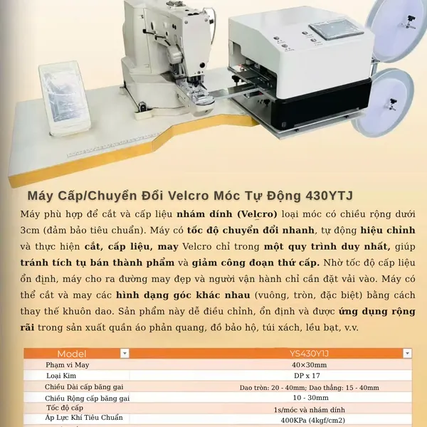 Máy Ép/Chuyển Đổi Băng Gai Móc Tự Động 430: Giải Pháp Tối Ưu Cho Sản Xuất Băng Nhám Dính (Velcro) Chính Xác & Nhanh Chóng