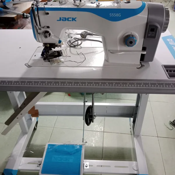 Máy 1 kim xén liền trục, đầu máy dầu khô, có cử bọc viền JACK JK-5558G-WT