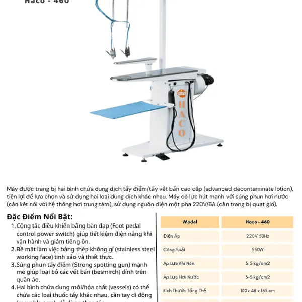 MÁY TẨY VẾT BẨN MAY MẶC HIỆU HACO - 460
