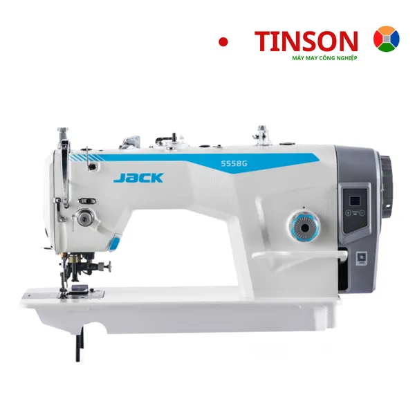 Máy 1 kim xén liền trục, đầu máy dầu khô, có cử bọc viền JACK JK-5558G-WT