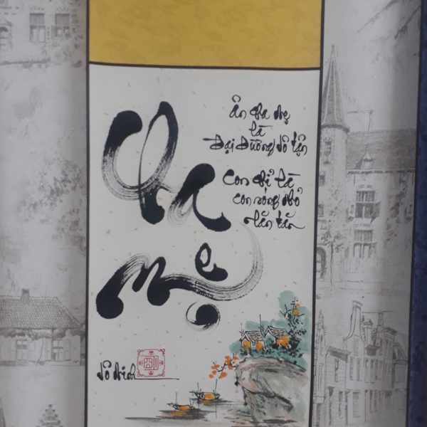 Liễn thư pháp 30x80 cm chữ CHA MẸ