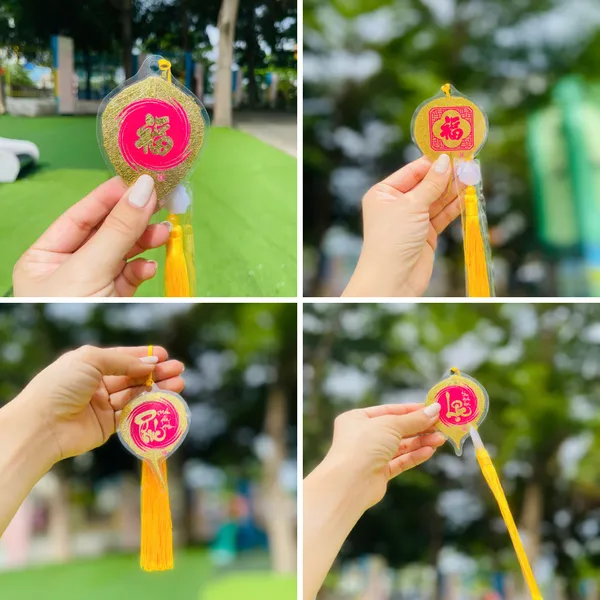 Lá Bồ Đề Dát Vàng Chữ Thư Pháp BÌNH AN Phù Hợp Làm Treo Xe Ốp Lưng Điện Thoại Nhà Cửa