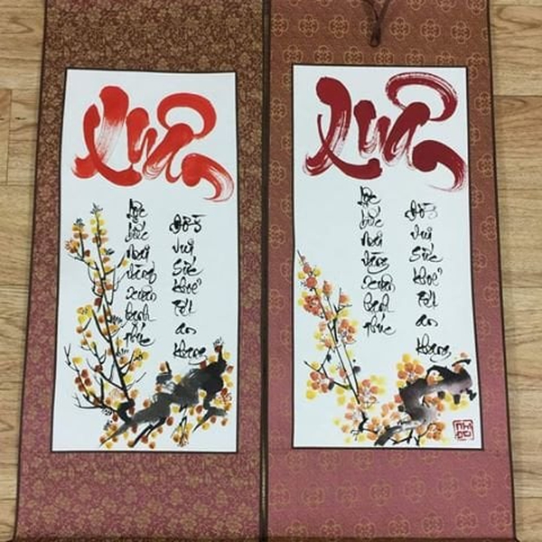 Liễn thư pháp chữ XUÂN