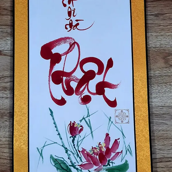 Liễn thư pháp chữ Nam Mô A Di Đà Phật