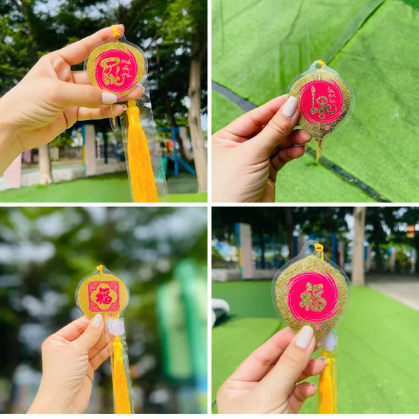 Lá Bồ Đề Dát Vàng Chữ Thư Pháp chữ LỘC Trong Vòng Tròn Vô Cực Phù Hợp Làm Treo Xe Ốp Lưng Điện Thoại Nhà Cửa 