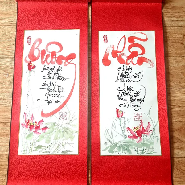 Liễn thư pháp chữ Buông Nhẫn