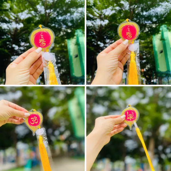Lá Bồ Đề Dát Vàng Chữ Thư Pháp chữ LỘC Trong Vòng Tròn Vô Cực Phù Hợp Làm Treo Xe Ốp Lưng Điện Thoại Nhà Cửa 
