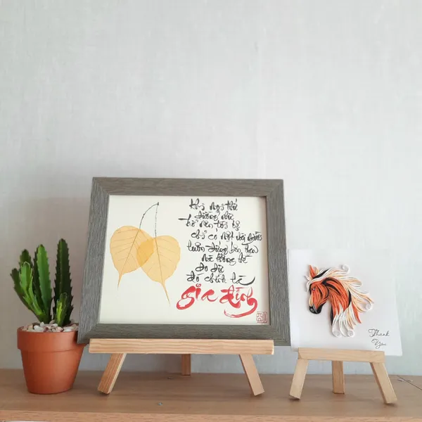 Thư pháp lá bồ đề GIA ĐÌNH 3
