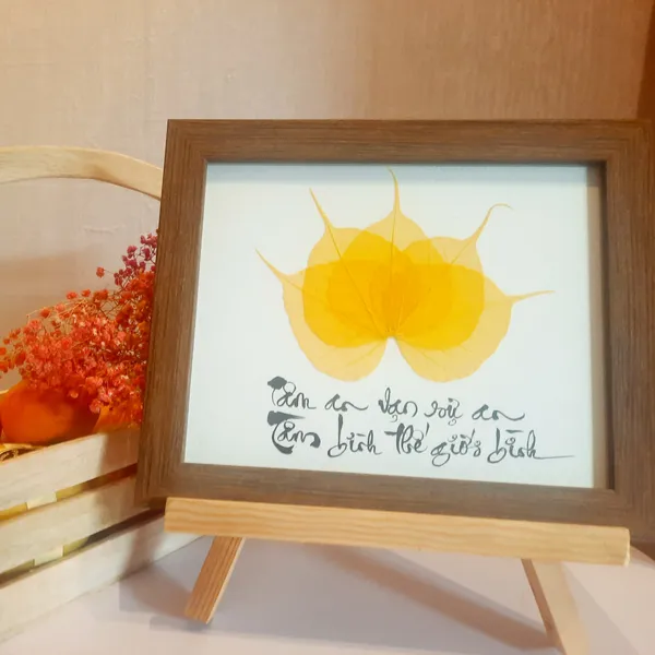 Thư pháp lá bồ đề TÂM AN