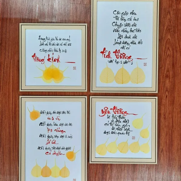 Thư pháp lá bồ đề chữ TƯƠNG KÍNH