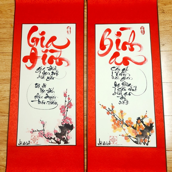 Liễn thư pháp 30x80 cm chữ BÌNH AN