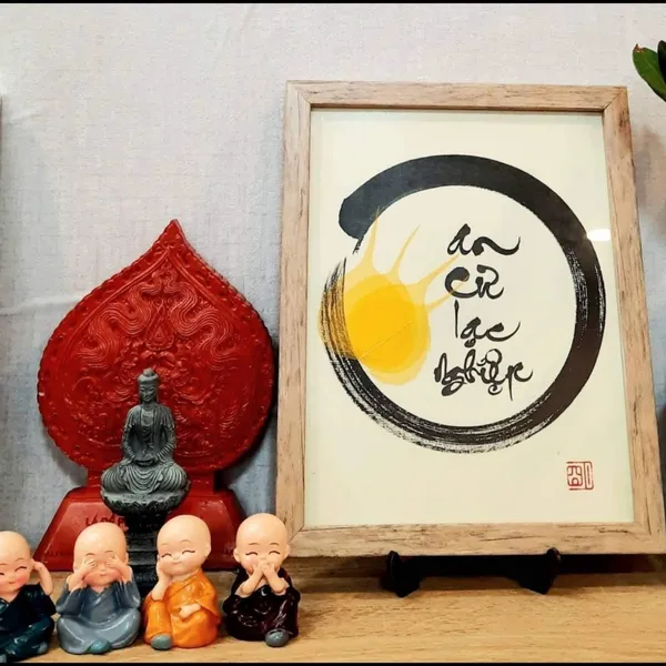 Thư pháp lá bồ đề AN CƯ LẠC NGHIỆP