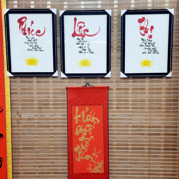 Combo 3 bức tranh thư pháp lá bồ đề chữ PHÚC LỘC THỌ