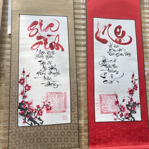 Liễn thư pháp 30x80 cm chữ GIA ĐÌNH