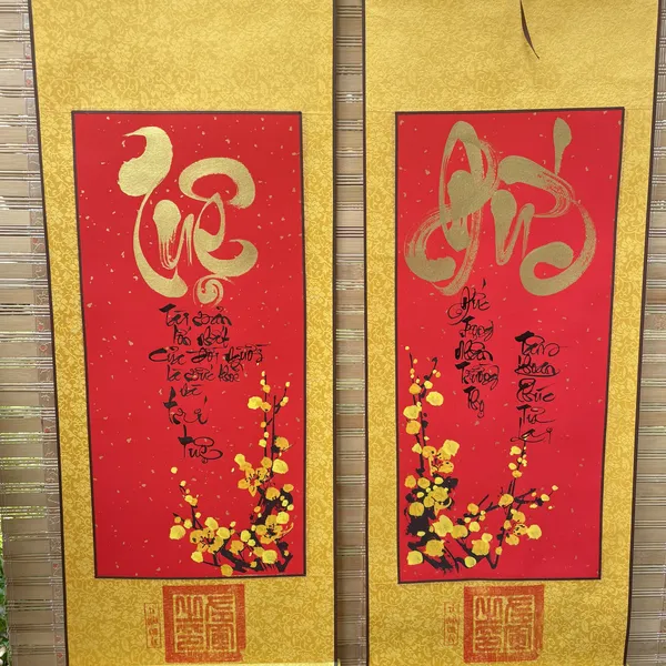 Liễn thư pháp 30x80 cm chữ TUỆ