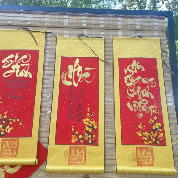 Liễn thư pháp 30x80 cm chữ AN KHANG THỊNH VƯỢNG