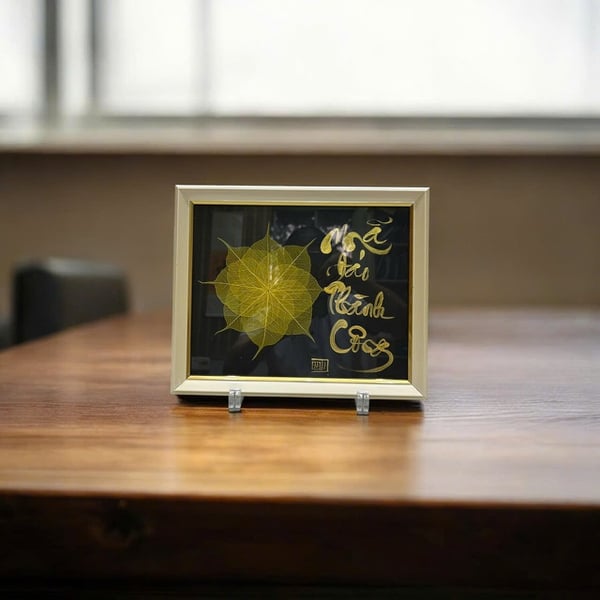 Thư pháp lá bồ đề MÃ ĐÁO THÀNH CÔNG