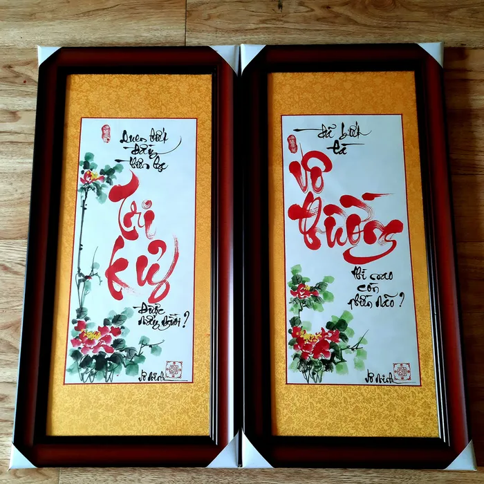 Khung tranh thư pháp 1 cặp chữ TRI KỶ-VÔ THƯỜNG