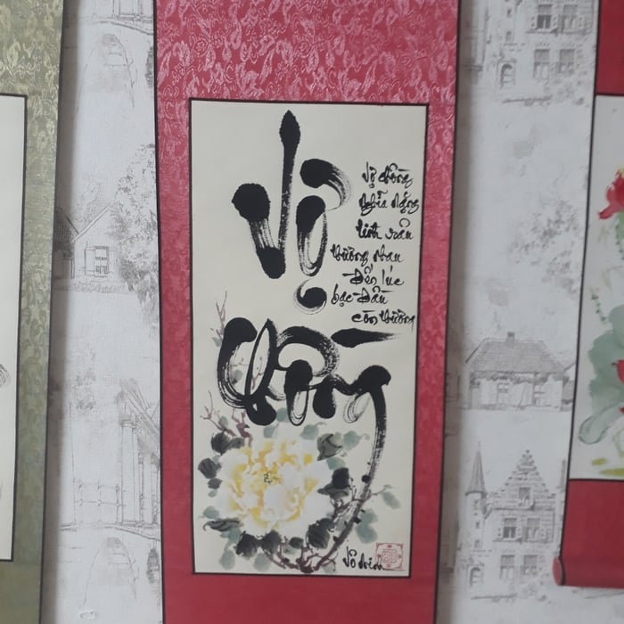 Liễn thư pháp 30x80 cm chữ CHỒNG MẸ