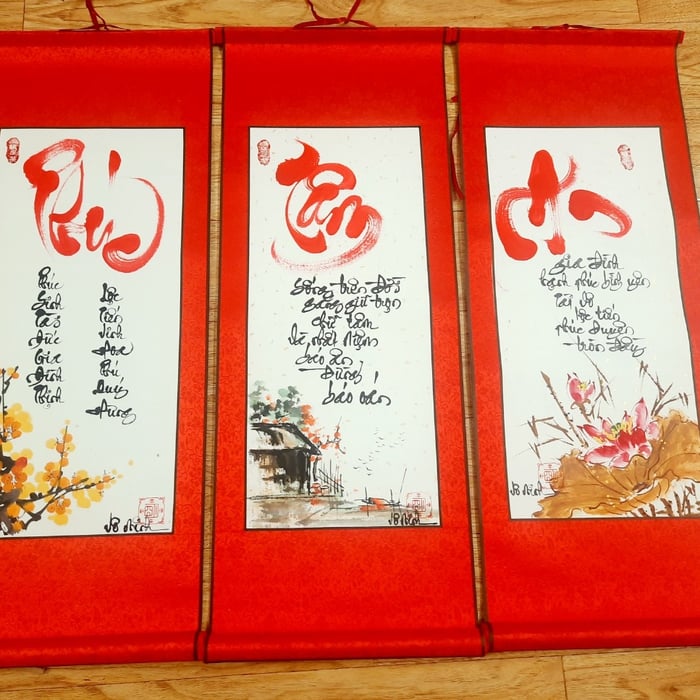 Liễn thư pháp 30x80 cm chữ AN