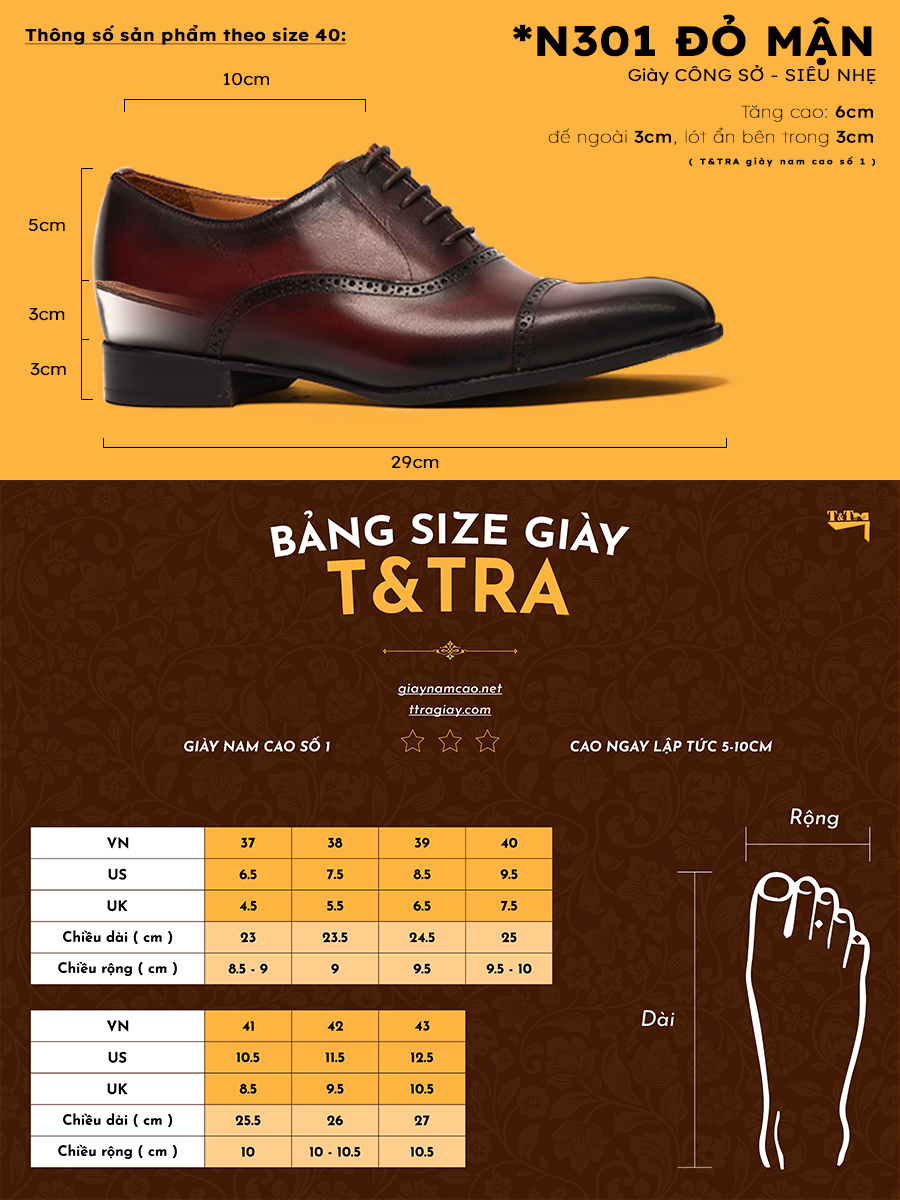 Giày Tăng Chiều Cao Nam