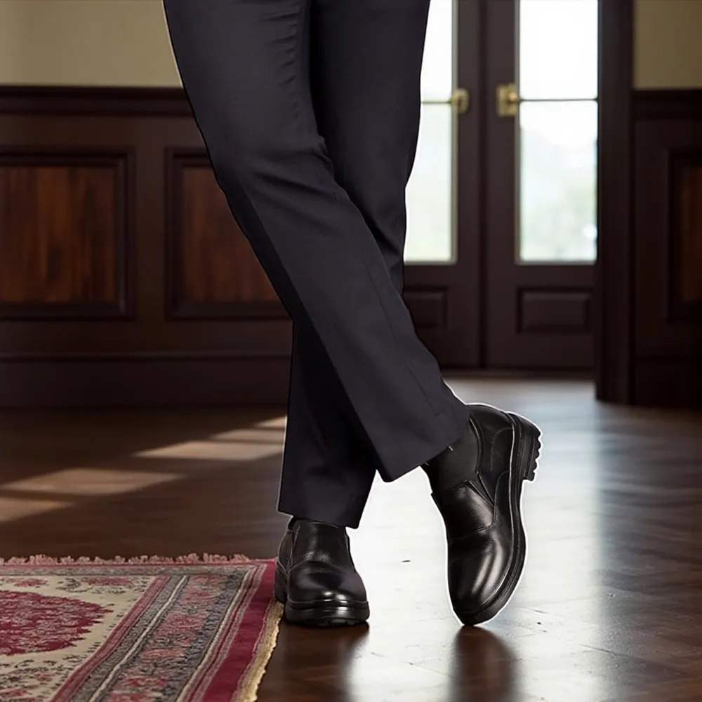 GIÀY ĐẾ CAO NAM  SIÊU NHẸ T143 ĐEN CAO 7CM