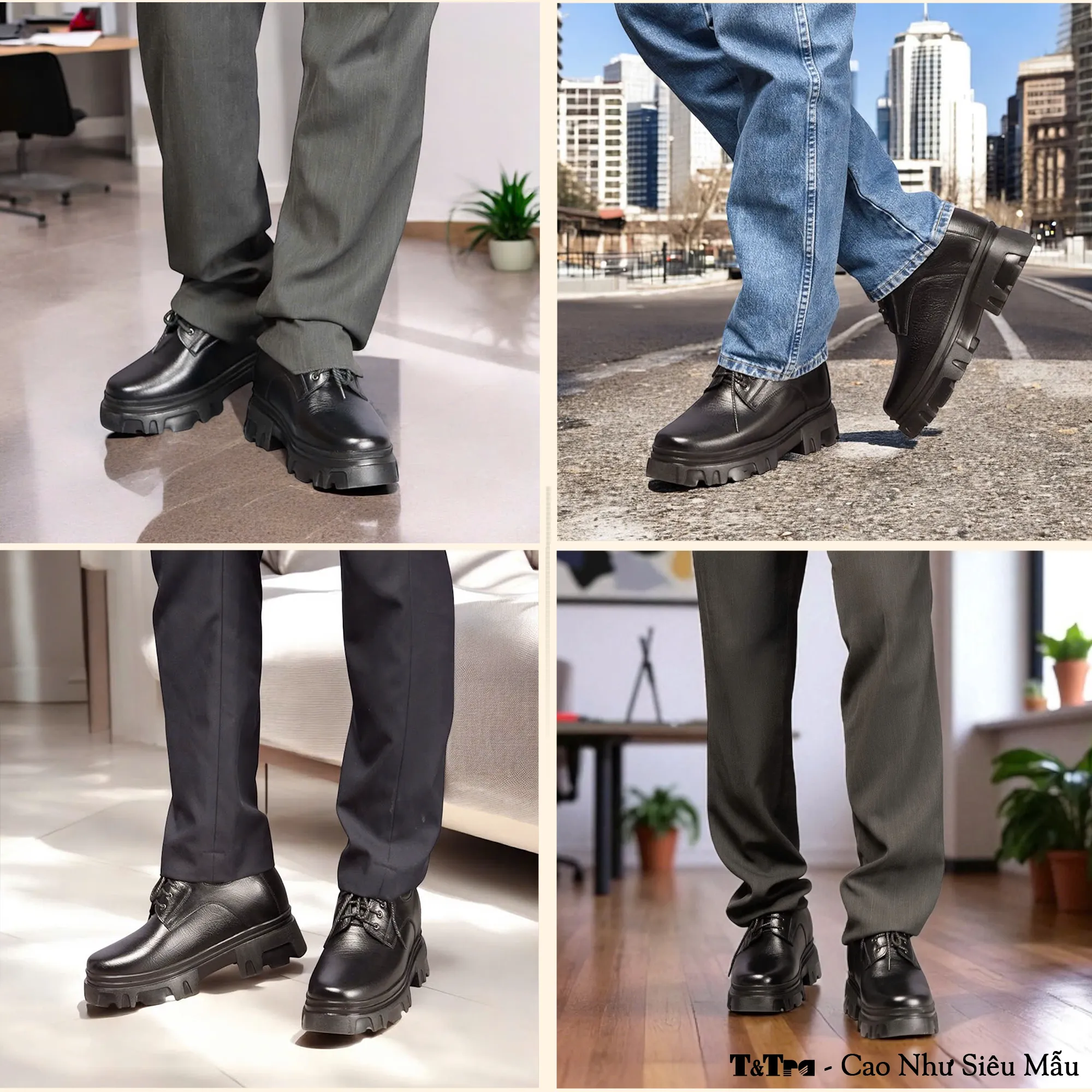 GIÀY TĂNG CHIỀU CAO NAM  SIÊU NHẸ T167 ĐEN SỌC CAO 13CM