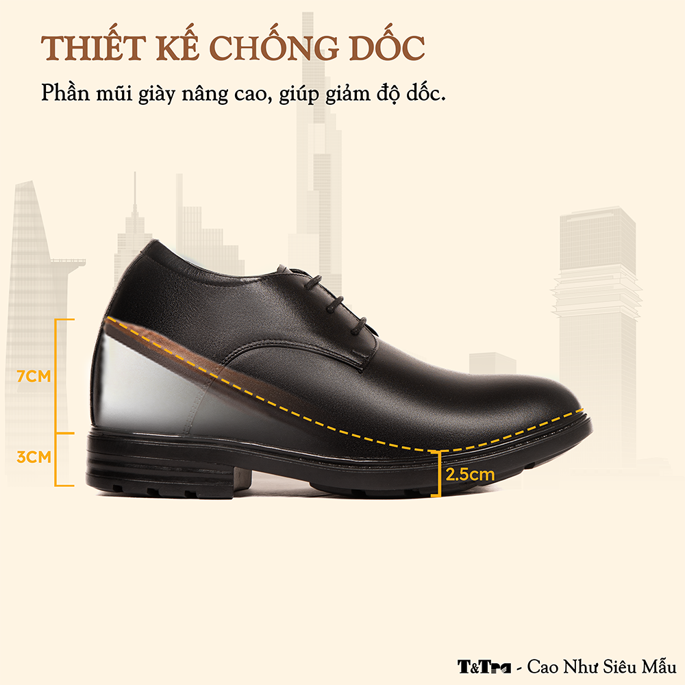 GIÀY ĐỘN NAM CAO 10CM SIÊU ÊM - CHỐNG DỐC T92 ĐEN